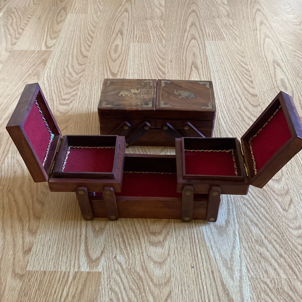 Cute wooden jewelry organizers with elephant art